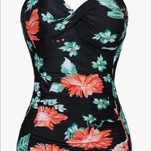 Winday Retro Inspired One Piece Ruched Swimsuit